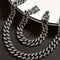 2Pcs Men Iced Out Gun Black Rhodium Plated CZ Cuban Link 55CM Necklace & Bracelet Set